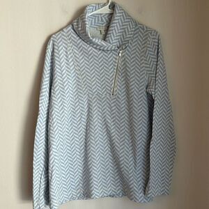 Talbots Women quarter zip cowl neck herringbone long sleeve sweatshirt SM NWT!